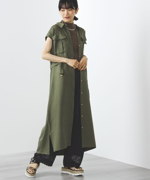 BEAMS HEART（ビームスハート）の「BEAMS HEART / サファリ ワンピース（ワンピース・レディース・ブラック/オリーブ/ベージュ・FREE）」の4枚目の写真