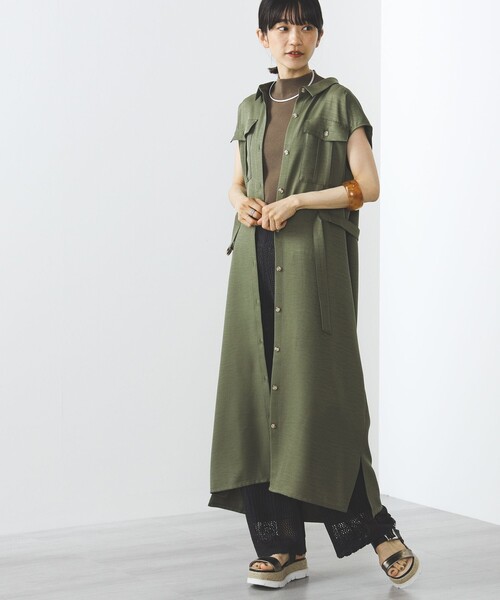 BEAMS HEART（ビームスハート）の「BEAMS HEART / サファリ ワンピース（ワンピース・レディース・ブラック/オリーブ/ベージュ・FREE）」の9枚目の写真