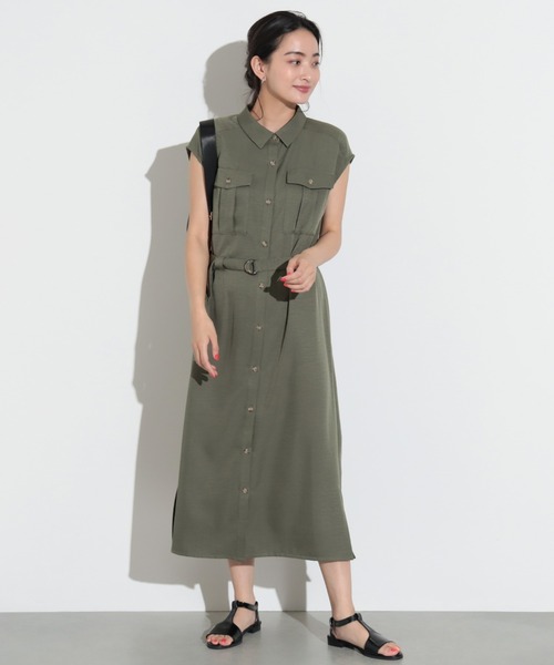 BEAMS HEART（ビームスハート）の「BEAMS HEART / サファリ ワンピース（ワンピース・レディース・ブラック/オリーブ/ベージュ・FREE）」の6枚目の写真