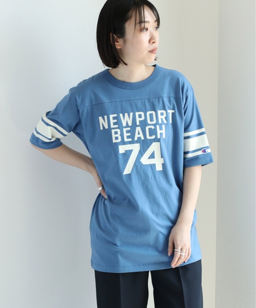 Champion(チャンピオン)の「【Champion】チャンピオン フットボールTee(Tシャツ/カットソー・レディース・ブルー/ホワイト・L)」の1枚目の写真