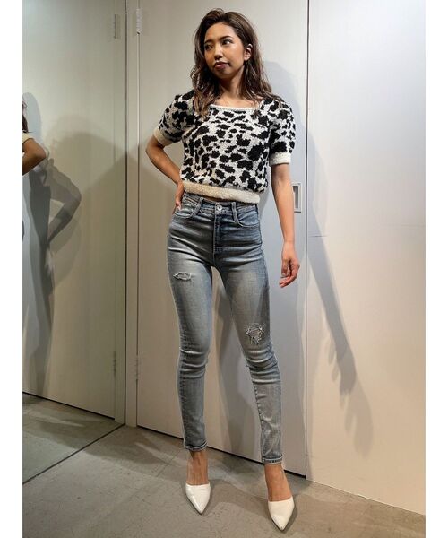 GYDA（ジェイダ）の「レオパードパターン2WAYニットトップス（ニット/セーター・レディース・ライトブルー/オフホワイト・FREE）」の18枚目の写真