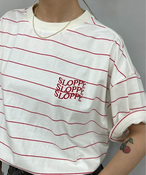 WHO'S WHO gallery(フーズフーギャラリー)の「《WEB限定》【SLOPPY/スロッピー】ロゴ刺繍TEE(Tシャツ/カットソー・レディース・ホワイト/ライトグレー/ホワイト系その他/ブラック系その他/チャコールグレー/ブラック/ブラック系その他2/ネイビー・FREE)」の12枚目の写真