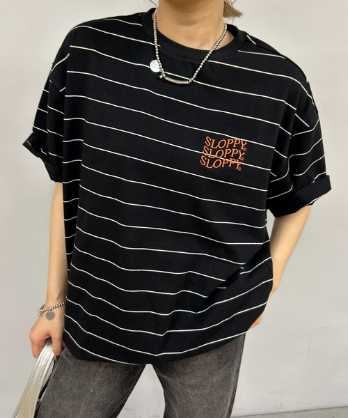 WHO'S WHO gallery(フーズフーギャラリー)の「《WEB限定》【SLOPPY/スロッピー】ロゴ刺繍TEE(Tシャツ/カットソー・レディース・ホワイト/ライトグレー/ホワイト系その他/ブラック系その他/チャコールグレー/ブラック/ブラック系その他2/ネイビー・FREE)」の18枚目の写真