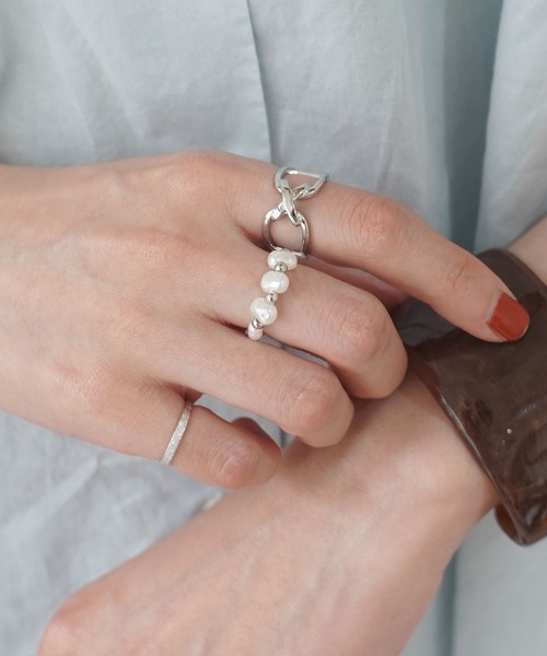 dictionary（ディクショナリー）の「パール & メタル セット リング 【 ammy. / エイミードット 】（リング・レディース・ゴールド/ブラウン/シルバー系1/ゴールド系2/シルバー系2/ゴールド系1/シルバー・FREE）」の3枚目の写真