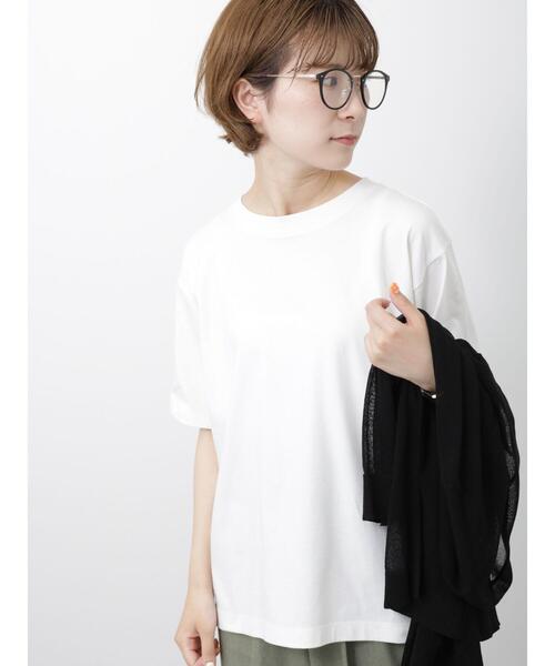 Samansa Mos2 blue(サマンサモスモスブルー)の「【接触冷感】Tシャツ(Tシャツ/カットソー・レディース・ブラック/オフホワイト/イエロー・F)」の21枚目の写真