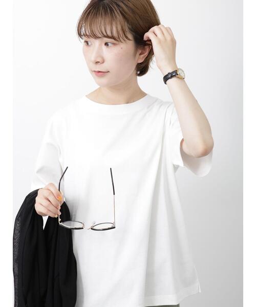 Samansa Mos2 blue(サマンサモスモスブルー)の「【接触冷感】Tシャツ(Tシャツ/カットソー・レディース・ブラック/オフホワイト/イエロー・F)」の14枚目の写真