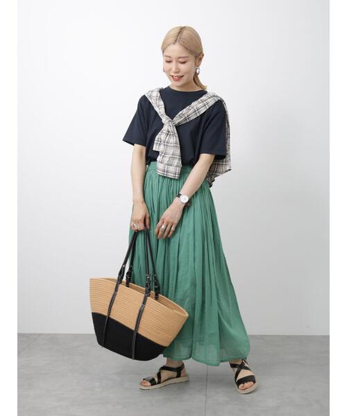 Samansa Mos2 blue(サマンサモスモスブルー)の「【接触冷感】Tシャツ(Tシャツ/カットソー・レディース・ブラック/オフホワイト/イエロー・F)」の6枚目の写真