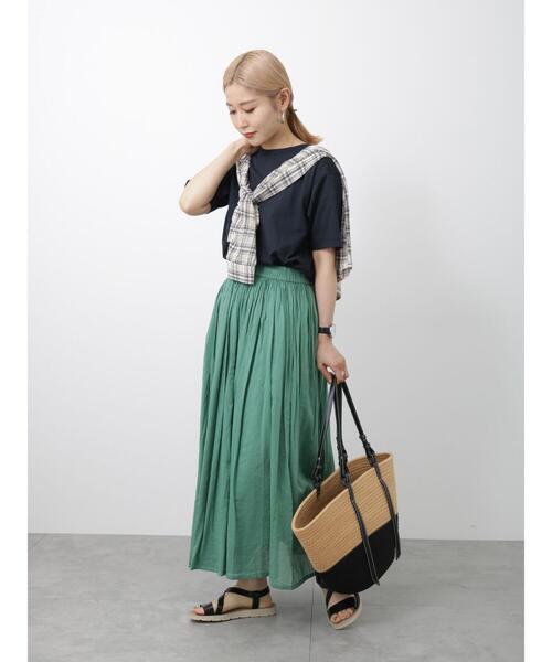 Samansa Mos2 blue(サマンサモスモスブルー)の「【接触冷感】Tシャツ(Tシャツ/カットソー・レディース・ブラック/オフホワイト/イエロー・F)」の9枚目の写真