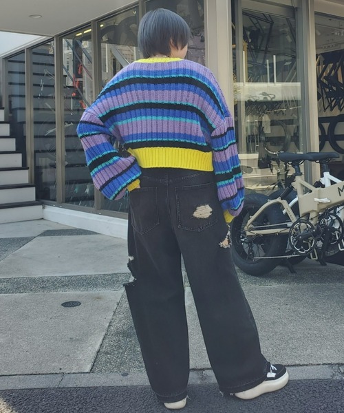 Candy Stripper（キャンディストリッパー）の「MULTI BORDER ニット（ニット/セーター・レディース・パープル/ピンク/ブルー・2）」の5枚目の写真