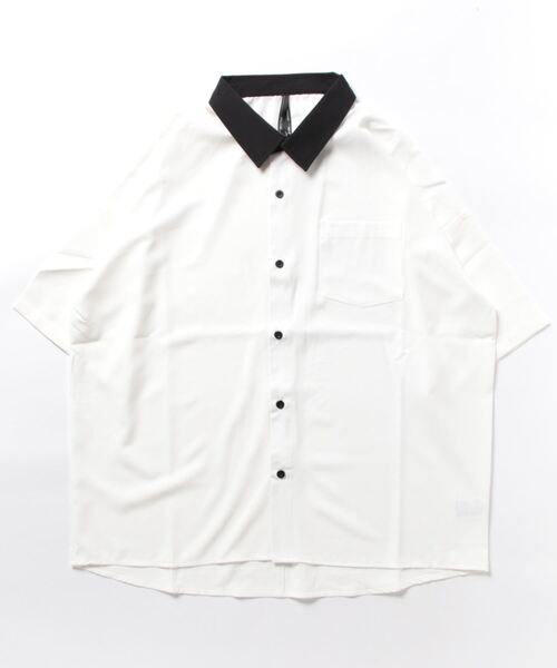 おしゃれスタ(オシャレスタ)の「ポリストレッチ クレリック レギュラーカラー半袖ビッグシャツ【IR】(シャツ/ブラウス・メンズ・ネイビー/サックスブルー/パープル/ブラック/チャコールグレー/ホワイト/グレイッシュベージュ/グリーン・L/XL/M)」の9枚目の写真