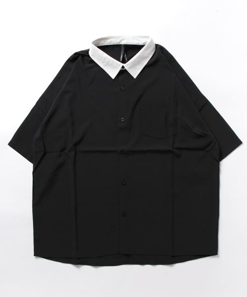 おしゃれスタ(オシャレスタ)の「ポリストレッチ クレリック レギュラーカラー半袖ビッグシャツ【IR】(シャツ/ブラウス・メンズ・ネイビー/サックスブルー/パープル/ブラック/チャコールグレー/ホワイト/グレイッシュベージュ/グリーン・L/XL/M)」の10枚目の写真