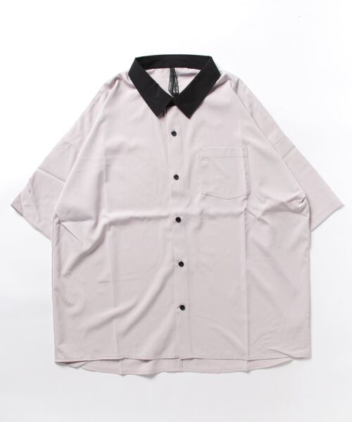 おしゃれスタ(オシャレスタ)の「ポリストレッチ クレリック レギュラーカラー半袖ビッグシャツ【IR】(シャツ/ブラウス・メンズ・ネイビー/サックスブルー/パープル/ブラック/チャコールグレー/ホワイト/グレイッシュベージュ/グリーン・L/XL/M)」の12枚目の写真