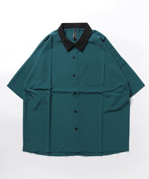 おしゃれスタ(オシャレスタ)の「ポリストレッチ クレリック レギュラーカラー半袖ビッグシャツ【IR】(シャツ/ブラウス・メンズ・ネイビー/サックスブルー/パープル/ブラック/チャコールグレー/ホワイト/グレイッシュベージュ/グリーン・L/XL/M)」の13枚目の写真