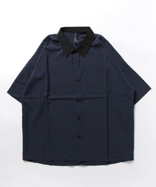 おしゃれスタ(オシャレスタ)の「ポリストレッチ クレリック レギュラーカラー半袖ビッグシャツ【IR】(シャツ/ブラウス・メンズ・ネイビー/サックスブルー/パープル/ブラック/チャコールグレー/ホワイト/グレイッシュベージュ/グリーン・L/XL/M)」の14枚目の写真