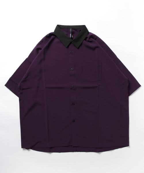 おしゃれスタ(オシャレスタ)の「ポリストレッチ クレリック レギュラーカラー半袖ビッグシャツ【IR】(シャツ/ブラウス・メンズ・ネイビー/サックスブルー/パープル/ブラック/チャコールグレー/ホワイト/グレイッシュベージュ/グリーン・L/XL/M)」の16枚目の写真