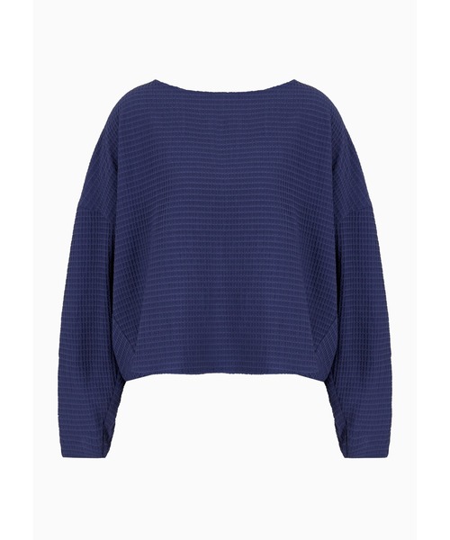 EMPORIO ARMANI（エンポリオアルマーニ）の「【エンポリオ アルマーニ】ブラウス リヨセル混紡テクニカルシアサッカー製 伸縮インサート（シャツ/ブラウス・レディース・ネイビー・38/40/42/36）」の14枚目の写真