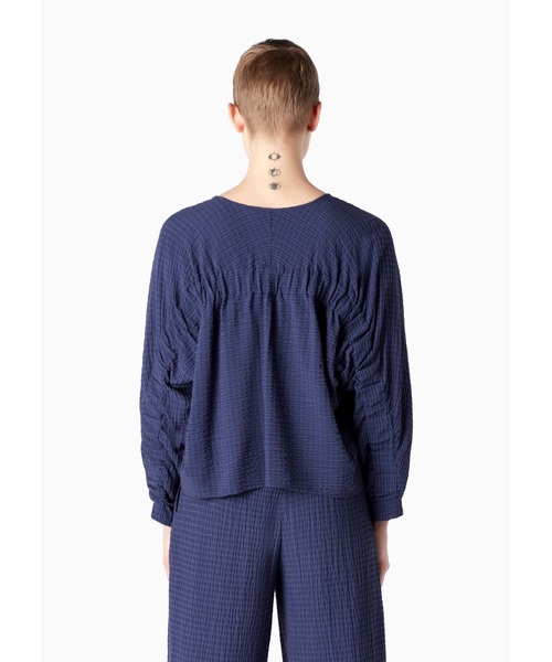 EMPORIO ARMANI（エンポリオアルマーニ）の「【エンポリオ アルマーニ】ブラウス リヨセル混紡テクニカルシアサッカー製 伸縮インサート（シャツ/ブラウス・レディース・ネイビー・38/40/42/36）」の12枚目の写真