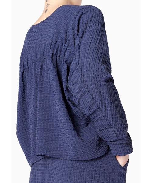 EMPORIO ARMANI（エンポリオアルマーニ）の「【エンポリオ アルマーニ】ブラウス リヨセル混紡テクニカルシアサッカー製 伸縮インサート（シャツ/ブラウス・レディース・ネイビー・38/40/42/36）」の13枚目の写真