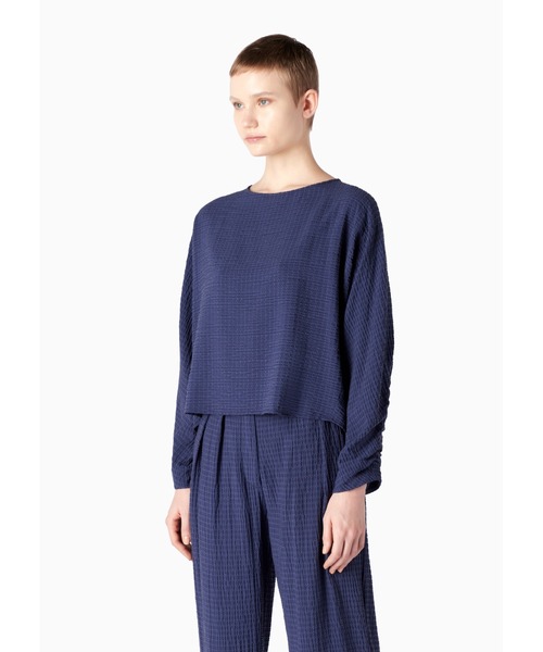 EMPORIO ARMANI（エンポリオアルマーニ）の「【エンポリオ アルマーニ】ブラウス リヨセル混紡テクニカルシアサッカー製 伸縮インサート（シャツ/ブラウス・レディース・ネイビー・38/40/42/36）」の15枚目の写真