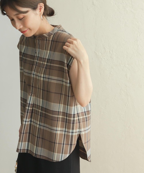 URBAN RESEARCH DOORS(アーバンリサーチドアーズ)の「オータムチェックフレンチスリーブシャツ(シャツ/ブラウス・レディース・ベージュ系その他/パープル系その他・MEDIUM)」の8枚目の写真