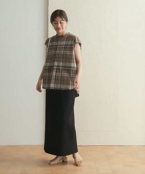 URBAN RESEARCH DOORS(アーバンリサーチドアーズ)の「オータムチェックフレンチスリーブシャツ(シャツ/ブラウス・レディース・ベージュ系その他/パープル系その他・MEDIUM)」の14枚目の写真