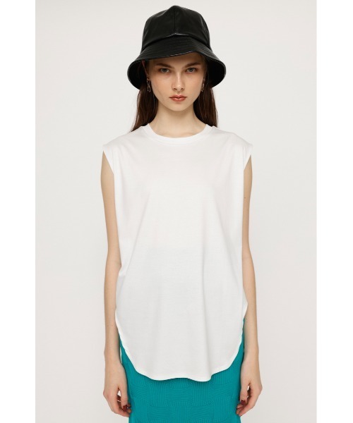 SLY（スライ）の「SILKY TOUCH TANK TOP シルキータッチ タンクトップ 肌触りの良い 無地 シンプル 大人カジュアル（タンクトップ・レディース・ブラック/グレー/オフホワイト/ピンク・FREE）」の7枚目の写真