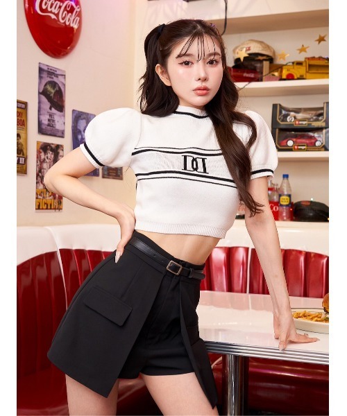 ダーリッチ　darich DD ロゴ　ハーフスリーブ　ニット　トップス ダーリッチ Darich DDロゴハーフスリーブニットトップス