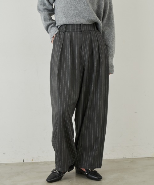ANN DEMEULEMEESTER スラックス　ブラック　ストライプ アン ドゥムルメステール (ANN DEMEULEMEESTER)メンズ/パンツの