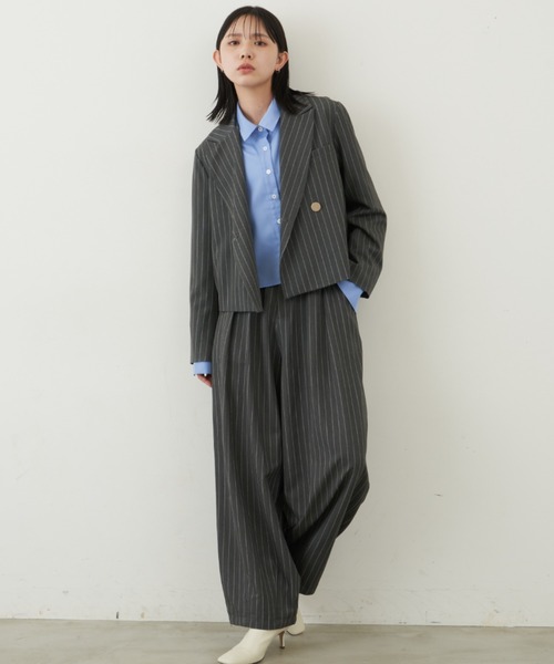 Aries ストライプ 黒 スラックス M STRIPE FLARE SLACKS【BLACK】 | SHIKITARI