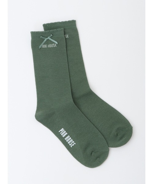 PINK HOUSE（ピンクハウス）の「ロゴ&リボンソックス（ソックス/靴下・レディース・ネイビー/キナリ/ピンク/ブラック/レッド/カーキ・フリー）」の3枚目の写真