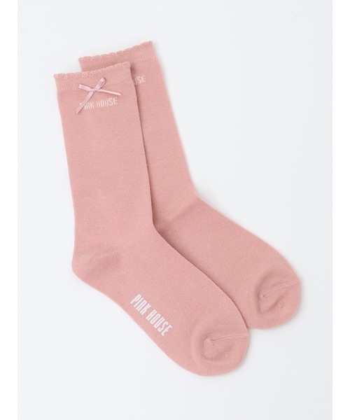 PINK HOUSE（ピンクハウス）の「ロゴ&リボンソックス（ソックス/靴下・レディース・ネイビー/キナリ/ピンク/ブラック/レッド/カーキ・フリー）」の5枚目の写真
