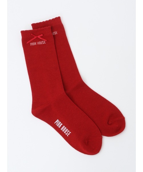 PINK HOUSE（ピンクハウス）の「ロゴ&リボンソックス（ソックス/靴下・レディース・ネイビー/キナリ/ピンク/ブラック/レッド/カーキ・フリー）」の15枚目の写真