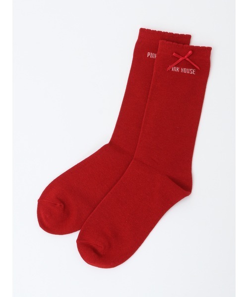 PINK HOUSE（ピンクハウス）の「ロゴ&リボンソックス（ソックス/靴下・レディース・ネイビー/キナリ/ピンク/ブラック/レッド/カーキ・フリー）」の16枚目の写真
