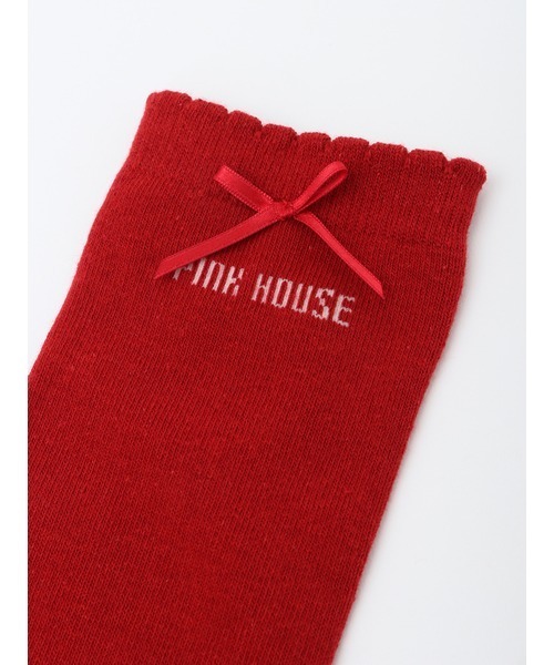 PINK HOUSE（ピンクハウス）の「ロゴ&リボンソックス（ソックス/靴下・レディース・ネイビー/キナリ/ピンク/ブラック/レッド/カーキ・フリー）」の12枚目の写真