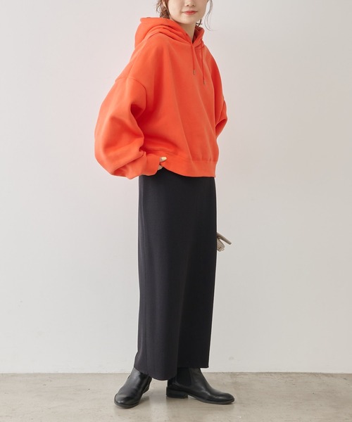 PUAL CE CIN（ピュアルセシン）の「【2023AW・WEB限定カラーあり】裏起毛クロップドパーカー（パーカー・レディース・グレイッシュベージュ/ベージュ/オートミール/オレンジ/ブラック/ブラウン・FREE）」の16枚目の写真