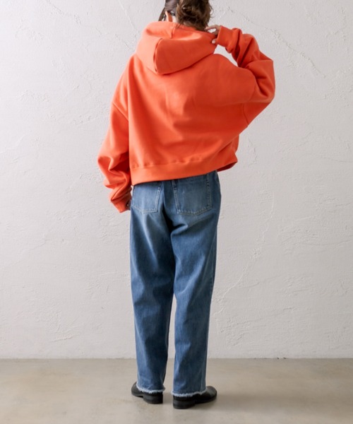 PUAL CE CIN（ピュアルセシン）の「【2023AW・WEB限定カラーあり】裏起毛クロップドパーカー（パーカー・レディース・グレイッシュベージュ/ベージュ/オートミール/オレンジ/ブラック/ブラウン・FREE）」の18枚目の写真