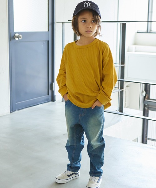 PAIRMANON STREET(ペアマノンストリート)の「【PAIRMANON STREET】ビッグシルエット ガゼット ワッフル ロンT(Tシャツ/カットソー・キッズ・イエロー/ライトベージュ/ブラック/ブラック系その他/レッド/カーキ/パープル系その他/ベージュ系その他・100/140/90/130/150/120/110)」の22枚目の写真