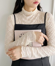 Loueme | デザインレースハイネックシアートップス(Tシャツ/カットソー)