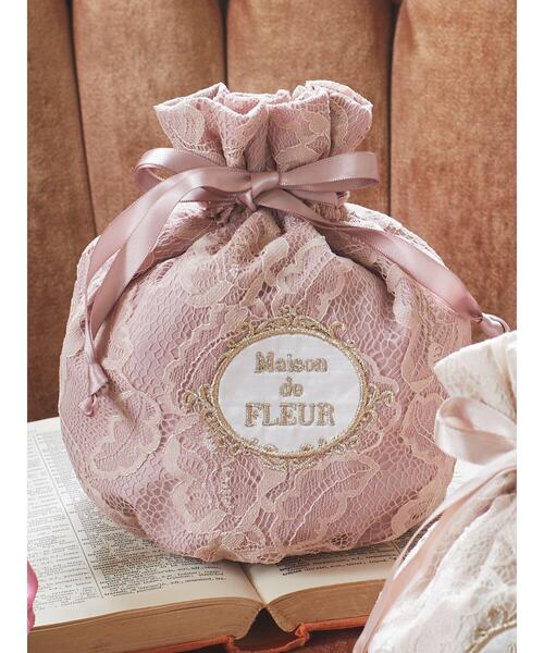 みる様ꔛ‬ෆメゾンドクチュール♡エコバッグ巾着タイプ♡ いちごミルクカラーの巾着トート♡／ Maison de FLEUR いちご