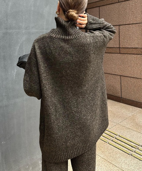 select MOCA by son（セレクトモカバイソン）の「リブタートルニットトップス（ニット/セーター・レディース・ダークブラウン/ブラック/グレイッシュベージュ/ホワイト/グレー・FREE）」の13枚目の写真