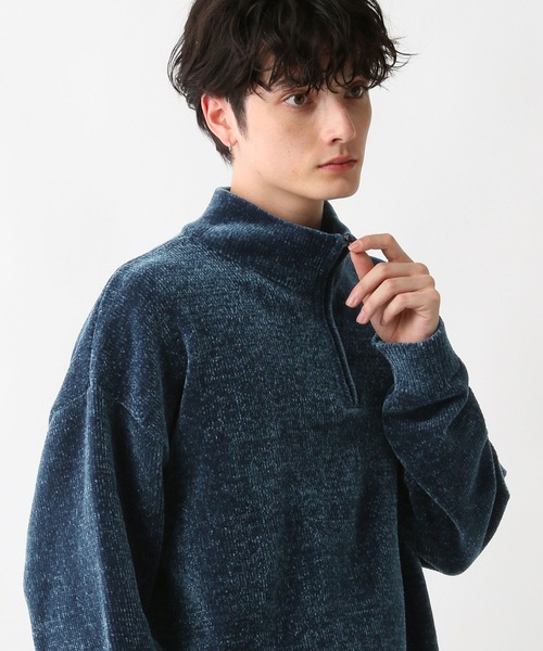 RAGEBLUE(レイジブルー)の「モールニット/ハーフジップクルー(ニット/セーター・メンズ・イエロー/グレー/ブルー/ホワイト・MEDIUM/LARGE)」の3枚目の写真