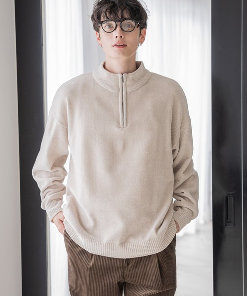 RAGEBLUE(レイジブルー)の「モールニット/ハーフジップクルー(ニット/セーター・メンズ・イエロー/グレー/ブルー/ホワイト・MEDIUM/LARGE)」の9枚目の写真