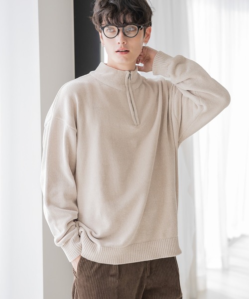 RAGEBLUE(レイジブルー)の「モールニット/ハーフジップクルー(ニット/セーター・メンズ・イエロー/グレー/ブルー/ホワイト・MEDIUM/LARGE)」の10枚目の写真