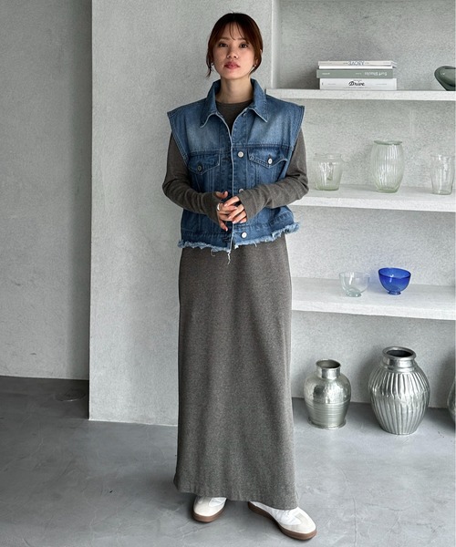 【TALL/2Tサイズあり】カットリブロングワンピース(ワンピース)|feepur(フェピュール) 【TALL/2Tサイズあり】カットリブロングワンピース(ワンピース)|feepur(フェピュール)