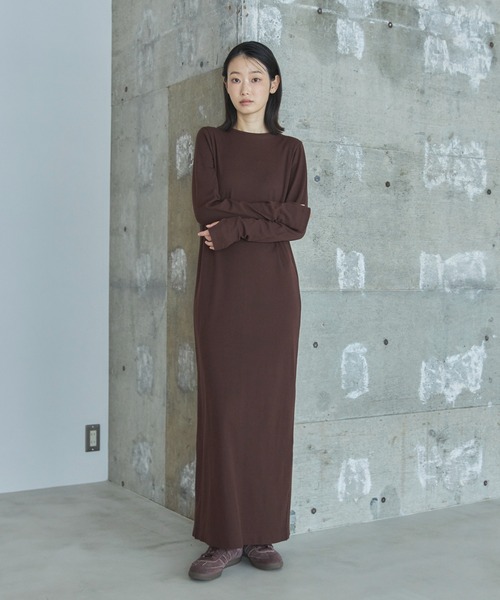 セール】【TALL/2Tサイズあり】カットリブロングワンピース