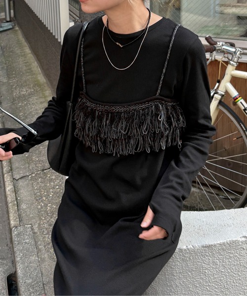 TALL/2Tサイズあり】カットリブロングワンピース（ワンピース