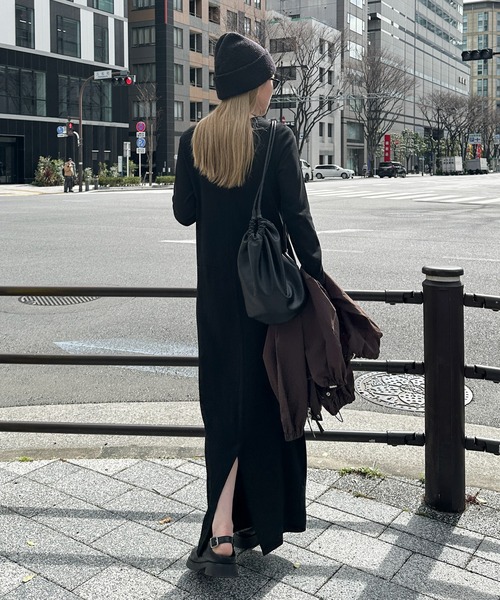 セール】【TALL/2Tサイズあり】カットリブロングワンピース