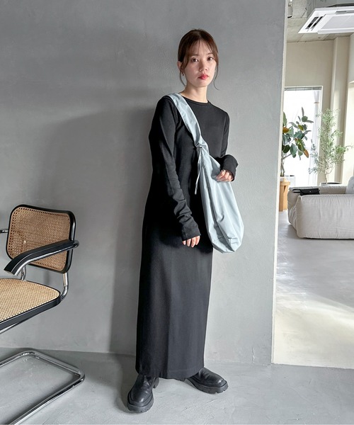 【TALL/2Tサイズあり】カットリブロングワンピース(ワンピース)|feepur(フェピュール) 【TALL/2Tサイズあり】カットリブロングワンピース(ワンピース)|feepur(フェピュール)