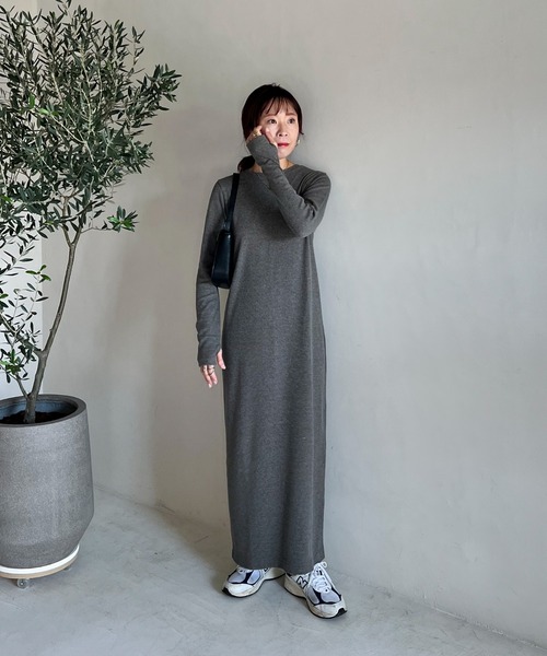 【TALL/2Tサイズあり】カットリブロングワンピース(ワンピース)|feepur(フェピュール) 【TALL/2Tサイズあり】カットリブロングワンピース(ワンピース)|feepur(フェピュール)