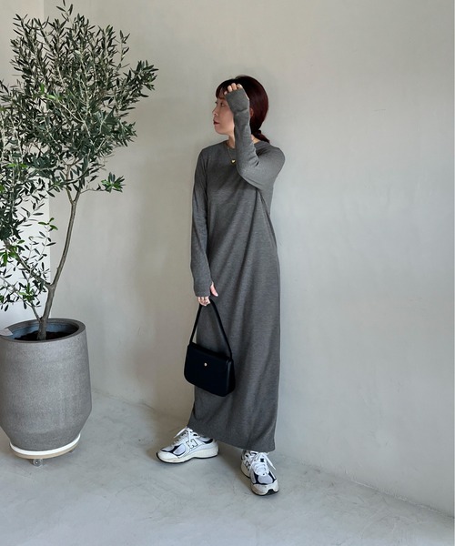 【TALL/2Tサイズあり】カットリブロングワンピース(ワンピース)|feepur(フェピュール) 【TALL/2Tサイズあり】カットリブロングワンピース(ワンピース)|feepur(フェピュール)